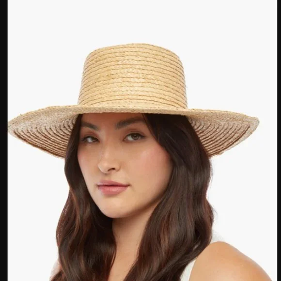 Waxed Wide Boater Straw Hat - Picture 1 of 6